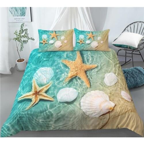 Home Living Luxury 3D Starfish Print 2/3Pcs Comfortable Duvet Cover PillowCase Bedding Sets Queen and King EU/US/AU Size