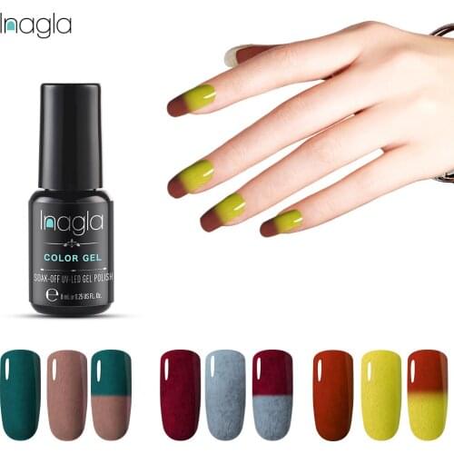 Inagla 8ML Temperature Color-Changing Furcoat Gel Nail Polish Thermal Gel Varnishes Soak Off Long Last Nail Art Gel Lacquer UV