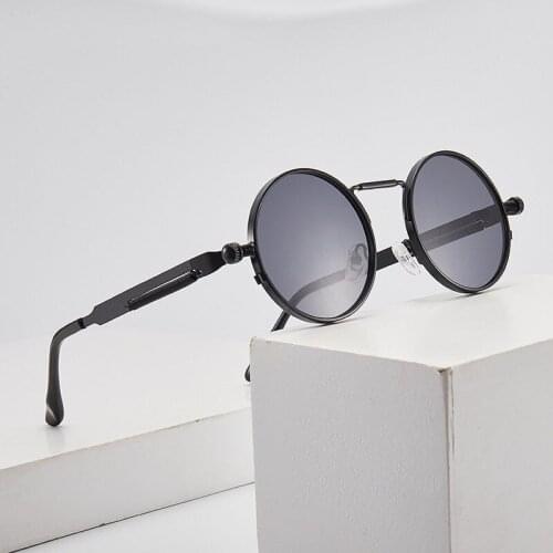 Classic Vintage Round Gothic Steampunk Sunglasses Men Women Fashion Luxury Brand Design Metal Frame Mirror Sun Glasses Shades