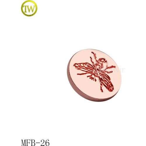 MFB26 Fashion round engraved logo rose gold garment metal button metal sewing button