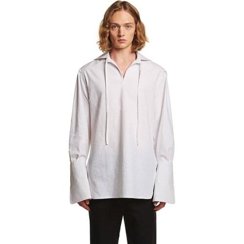 Mens New clothing fashion Hair Stylist Korean Catwalk personality loose shirt PLUS SIZE Singer stage costumes