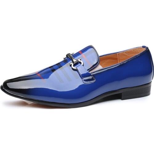 New Real Leather Mens Casual Shoes Flats Formal Dress Shoes Nonslip Slip on blue Mens Loafers Breathable Male Footwear