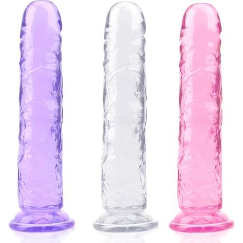 Dick Toy for Adult Erotic Soft Jelly Dildo G-spot Orgasm Anal Butt Plug Strong Suction Cup Realistic Penis Sex Toys for Woman
