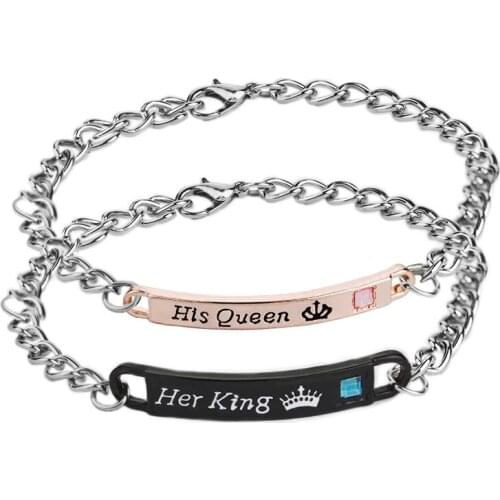 2018 new personality fashion boy/girl creative letter her beast his beauty moon of my life my sun and stars couple bracelet