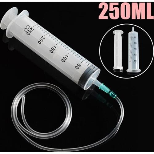 1Pc New Large Disposable Capacity Syringe 250ml Large Capacity Syringe For Refilling Measuring & 1m Tube