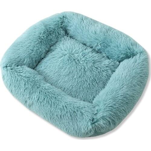 Simple Soild Color Fleece Pet Bed Sofa Fluffy Soft Dog Kennel House Warm Sleeping Cushion for Cats Dogs Pet Supplies