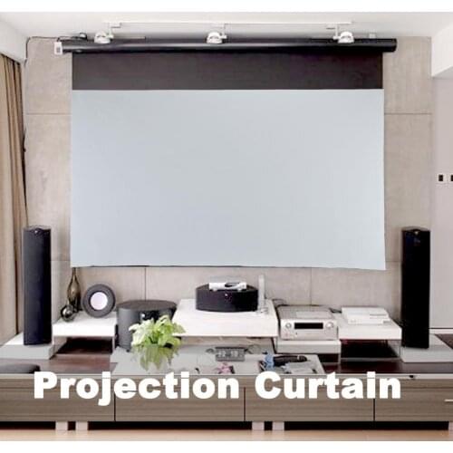 Projector Screen Foldable Simple Polyester 120 Inch 16:9 Practical Projection Curtain with Strong Light Curtain for Travel