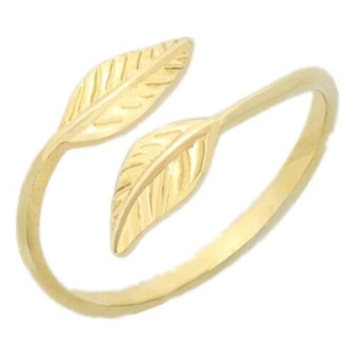 Romantic Adjustable Double Leaf Rings For Women men Rose Gold ColorJewelry Minimalist Stacking Wedding Rings Femme Mujer 2020