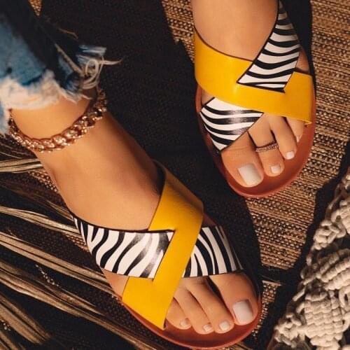 Women Slippers Summer Sandals2021 Beach Sexy Serpentine Open Toe Ladies Shoes Cross Strap Female Slides Rome Flat Flip Flops