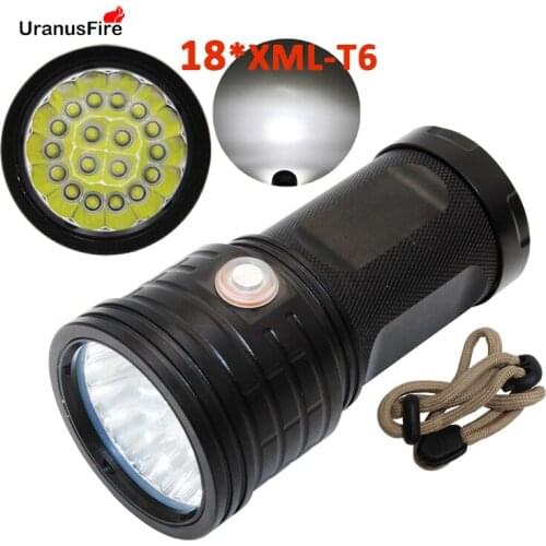 Uranusfire 18*T6 LED Flashlight Torch 3 Modes Portable Searchlight USB Charging LED Lanterna for outdoor camping 18650 Torches