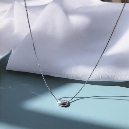Trendy Simple Silver Bean Necklace For Women Party Jewelry 925 Silver Pendant Necklaces Girl Birthday Present KOFSAC