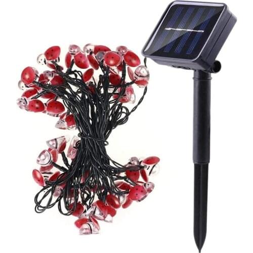 20leds 30leds LED Outdoor Solar Lamp Ladybug LED String Lights Holiday Christmas Party Wedding Garlands Garden Waterproof Lights
