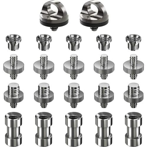 Camera Screws, 22 Pcs Converter Threaded Screws Adapter Mount Set Camera/Tripod/Monopod/Light Stand/Quick Release Neck Strap