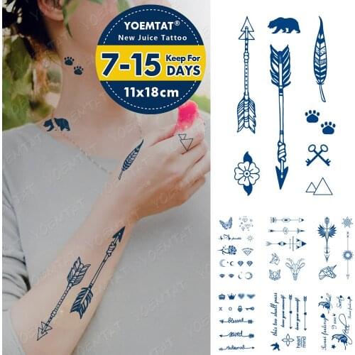 Juice Lasting Waterproof Temporary Tattoo Sticker Arrow Feather Flower Geometric Flash Tatoo Kid Body Art Fake Tatto Natural Ink