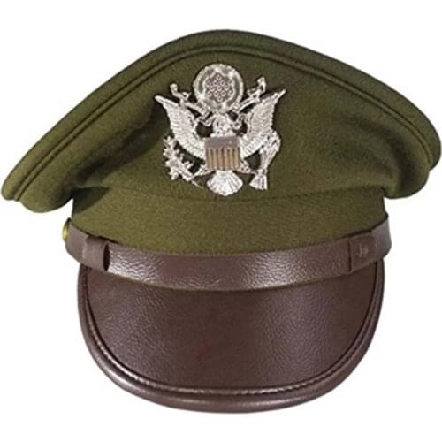 WW2 US Air Force Officer Military Hat Cap With Silver Color Eagle Badge