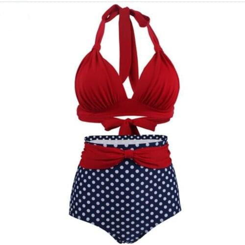European and American wave point high waist swimsuit female strap split body swimsuit female without underwire