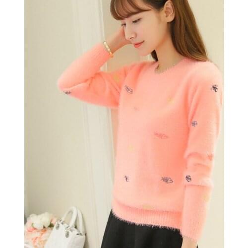 The autumn and winter, Ma Haimao embroidery, thickening sweater, womens sleeve, long sleeved knitted jacket, student