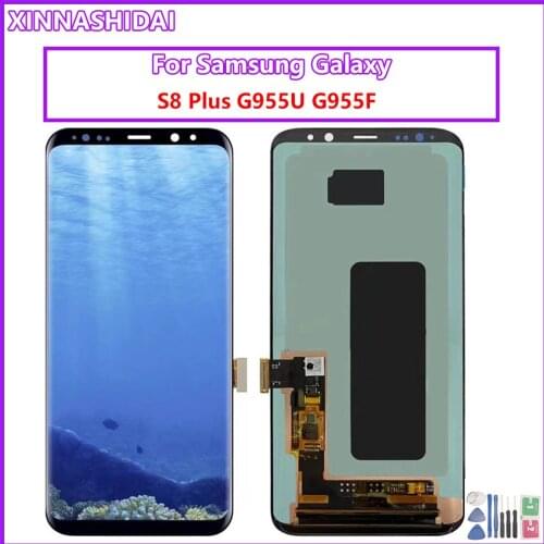 AMOLED S8 LCD with frame for SAMSUNG Galaxy S8 G950 G950F Display S8 Plus G955 G955F Touch Screen Digitizer