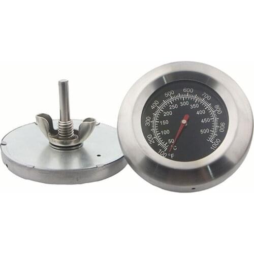 1PC 500 ℃ 1000℉ Degree Roast Barbecue BBQ Smoker Grill Thermometer Temp Gauge Dia 3" Outdoor Stainless Steel BBQ Thermometer