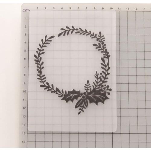 10.5*14.8cm Christmas Wreath 3D Embossing Folders Plastic Bump Scrapbooking DIY Template Photo Album Card Making