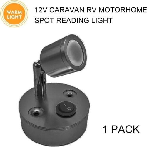 12V Bookcase Light Adjustable Spot Lamp 100LM LED Warm Reading Switch Light RV Camper Accessories For Motorhome Trailer Van Boat