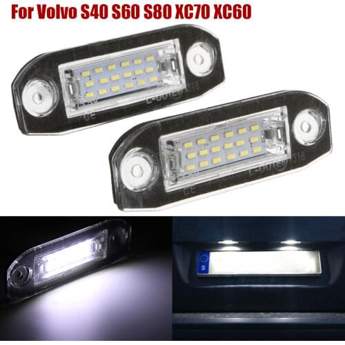 2pcs Error Free White LED Car Number License Plate Lights Lamp 12V For Volvo S60 V60 V50 XC60 XC70 XC90