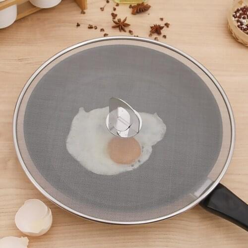 25cm Stainless Steel Splatter Screen Mesh Pot Lid Cover Silver Oil Frying Pan Lid Cooking Tools Kitchen Accessories Splash oil