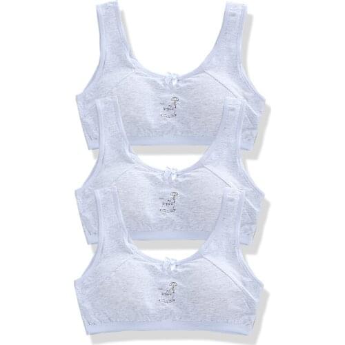 3 Pcs/Lot Young Puberty Girls Cotton Training Vests Tops Tanks Girls Sport Kids Bra Underwear Bras Children for 8-18 Years Old