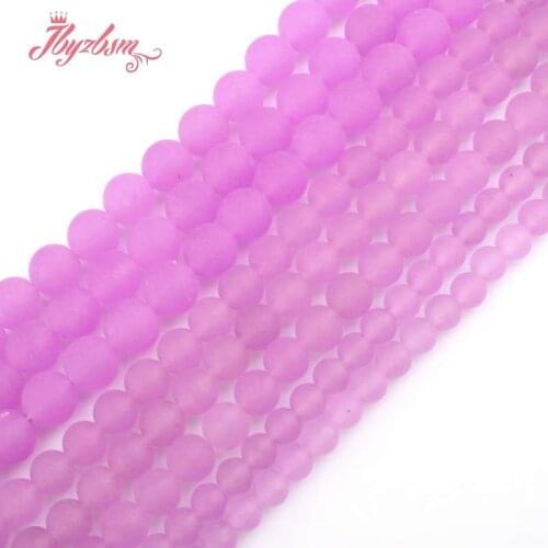 6,8,10mm Frost Matte Round Beads Ball Light Purple Jades Stone Beads For DIY Necklace Bracelats Jewelry Making 15" Free Shipping