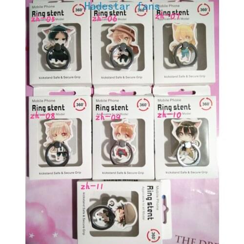 7 Pcs/lot Anime Bungou Stray Dogs Finger Ring Mobile Phone Stand Holder Acrylic Ring Stent Action Figure Toy gift