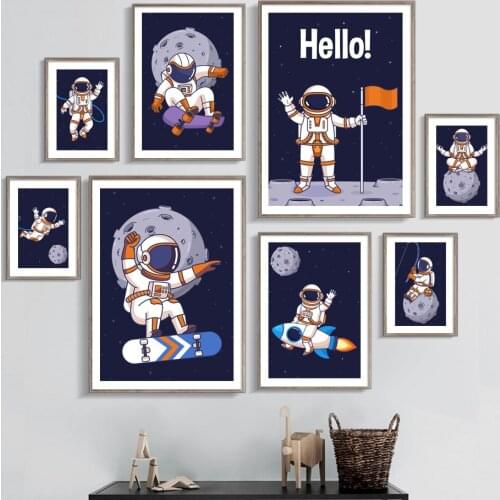 New 5D DIY diamond painting cartoon planet rocket astronaut moon skateboard cross stitch mosaic set boy room decoration gift
