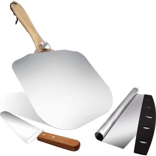 Pizza Peel-Aluminum Metal Pizza Steel, Pizza Spatula With Foldable Wooden Handle,Pizza Paddle Convenient For Baking Made