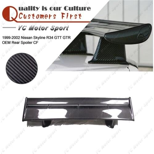 Car Accessories Carbon Fiber OEM Style Rear Spoiler Fit For 1999-2002 R34 GTT GTR Trunk Spoiler GT Wing