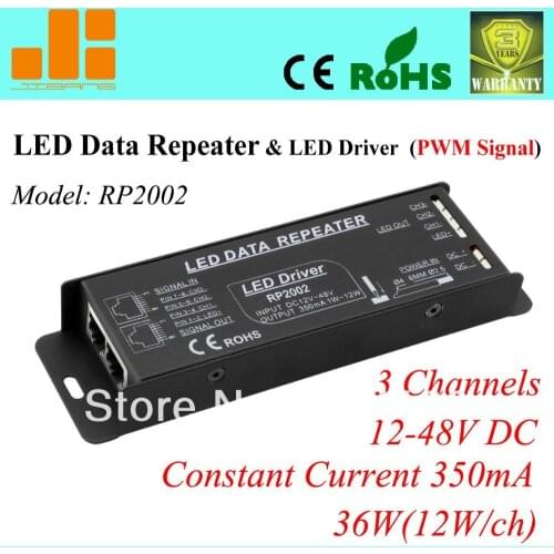 Free Shipping 36W 3CH LED data repeater & LED driver 350mA, Constant Current PWM amplifier RP2002