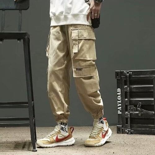 Hip Hop Cargo Pants Mens Thin Section Trendy Brand Loose Multi-pocket Loose Casual Pants Trend Boys All-match Nine-point Pants