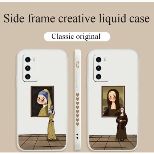 Happy Pearl Girl Phone Case For Huawei P40 P40Lite P30 P20 Mate 40 40Pro 30 20 Pro Lite P Smart 2021 Y7a Liquid Silicone Cover