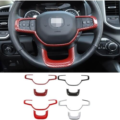 ABS Steering Wheel Decoration Frame Cover Fit for Dodge Ram 1500 2018-2021 Car Interior Accessories