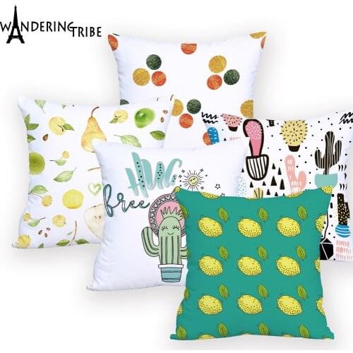 Cactus Lemon Cushion Cover Decorative Sofa Interesting Things Cushion Covers Plant Leaves Cushion Sofa Kissen Designs