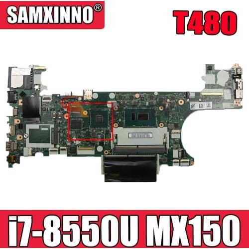 For ThinkPad T480 laptop motherboard ET480 NM-B501 W/ CPU i7-8550U MX150 GPU FRU 01YR334 01YR335 01YR367 Mainboard