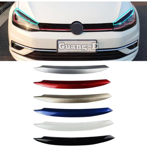 For VW Golf7 Golf 7 2014 2015 2016 2017 2018 Car body styling head front Eyebrow/trim light lamp frame sticker ABS Chrome 2pcs