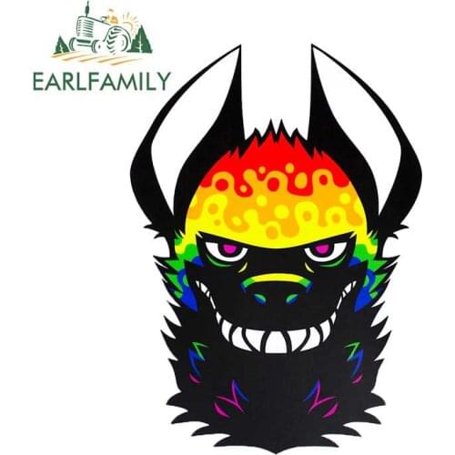 EARLFAMILY 13cm x 9.3cm Funny Hyena Rainbow Face Car Stickers Vinyl Window Bumper Waterproof Car Accessories
