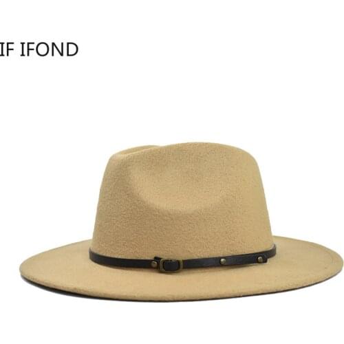 Fedora Hat Men Women Imitation Woolen Felt Hats Men Fashion Wide Brim Jazz Trilby Cap Party Formal Top Hat