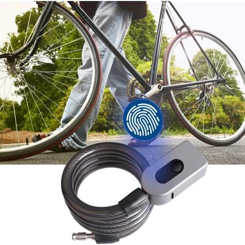 Intelligent Fingerprint Steel Ring Lock Bicycle Anti-theft Lock Highway Vehicle Steel Cable Lock Keyless USB Rechargeable