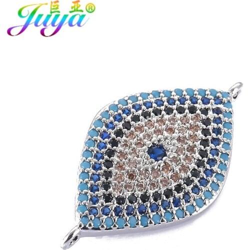 Juya DIY Jewelry Findings Gold/Silver Color Greek Evil Eye Connector Charms Accessories For DIY Craft Charms Jewelry Making