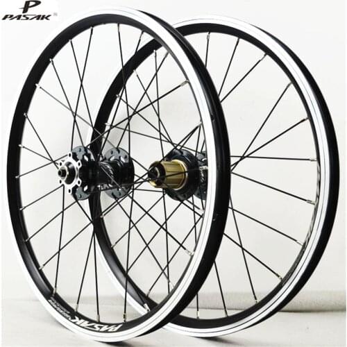 PASAK Mountain Bike Bicycle Wheel 20 Inch 406 24 Holes 100/135 HB12 Hub Six Holes Disc Brake Aluminum Alloy Six Claws