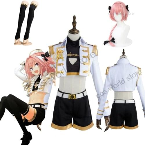 Fate/Apocrypha Astolfo Cosplay Coatume Racing Top Coat Shorts Suit Activity Carnival Party Wig FA Rider Astolfo Full Set