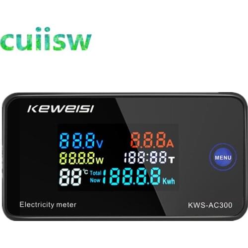 KWS-AC300 AC 50-300V Voltmeter Ammeter Power Energy Meter LED Wattmeter Electric with Reset Function 0-100A