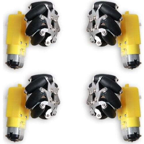 4pcs/Lot 50mm Metal Mecanum Wheel + TT Motor Kit For 4WD Smart Robot Car Chassis Omnidirectional Wheel DIY ROS Drift STM32 Toy