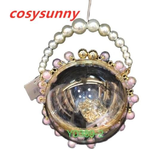Fashion womens handbag acrylic pearl bag chain diagonal cross bag Clutch Wallet womens party bag