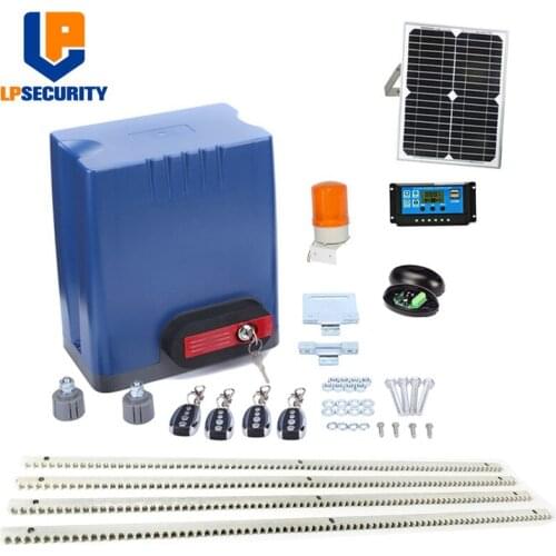 24VDC automatic Solar sliding gate opener heavy duty kit with solar panel,controller,photocells,lamp and 4m racks